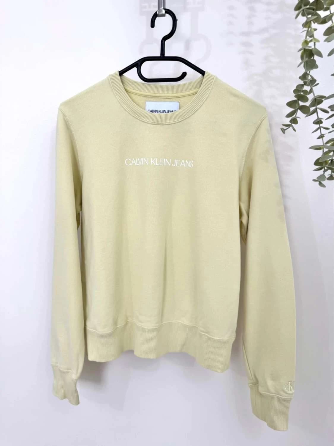 Sweat Crewneck coton Calvin Klein Jeans jaune clair logo taille XS - FP2512111 - Photo 2/9