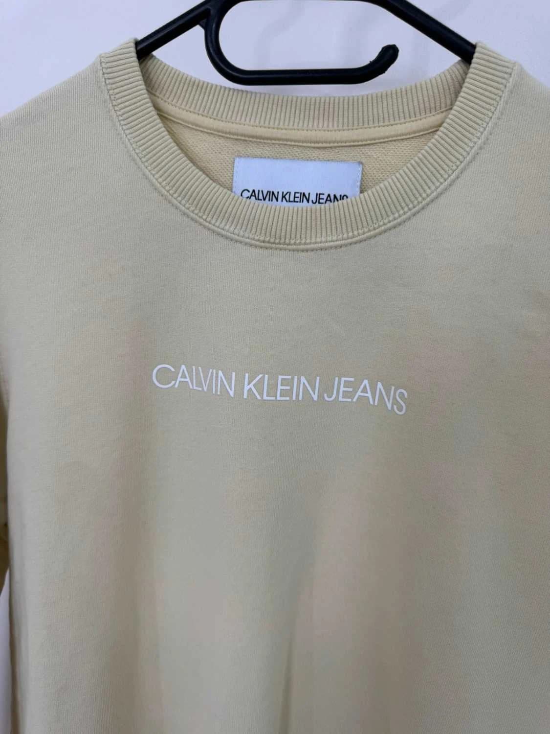 Sweat Crewneck coton Calvin Klein Jeans jaune clair logo taille XS - FP2512111 - Photo 4/9