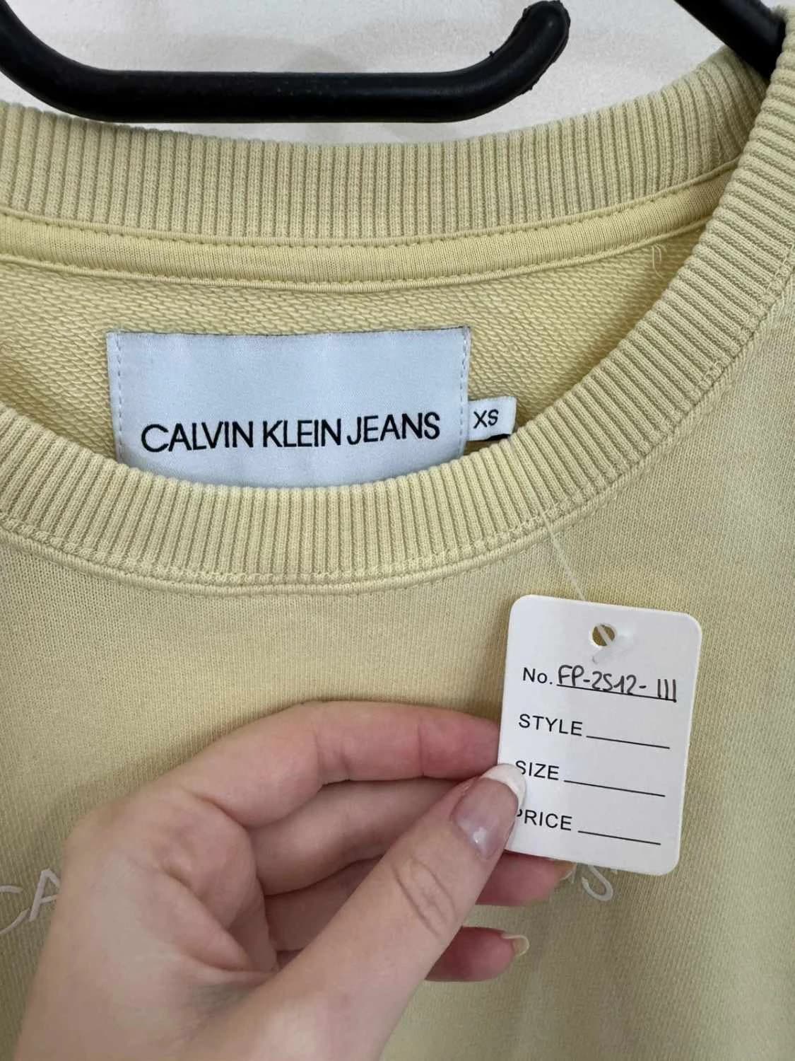 Sweat Crewneck coton Calvin Klein Jeans jaune clair logo taille XS - FP2512111 - Photo 5/9