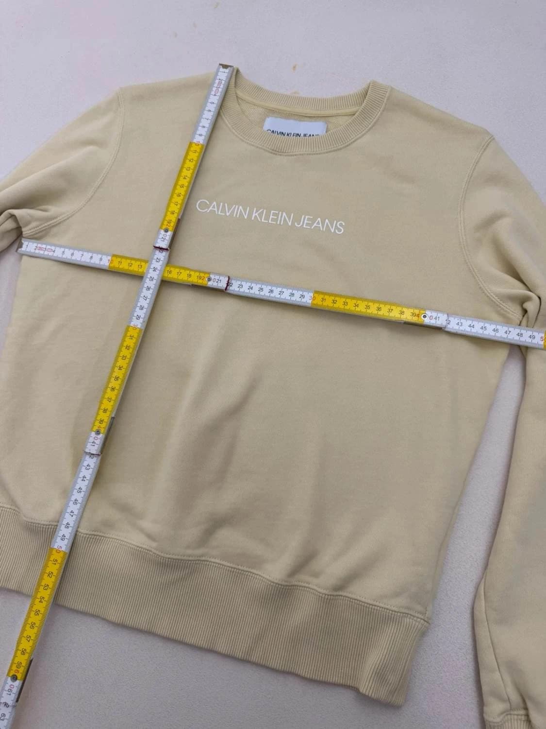 Sweat Crewneck coton Calvin Klein Jeans jaune clair logo taille XS - FP2512111 - Photo 9/9