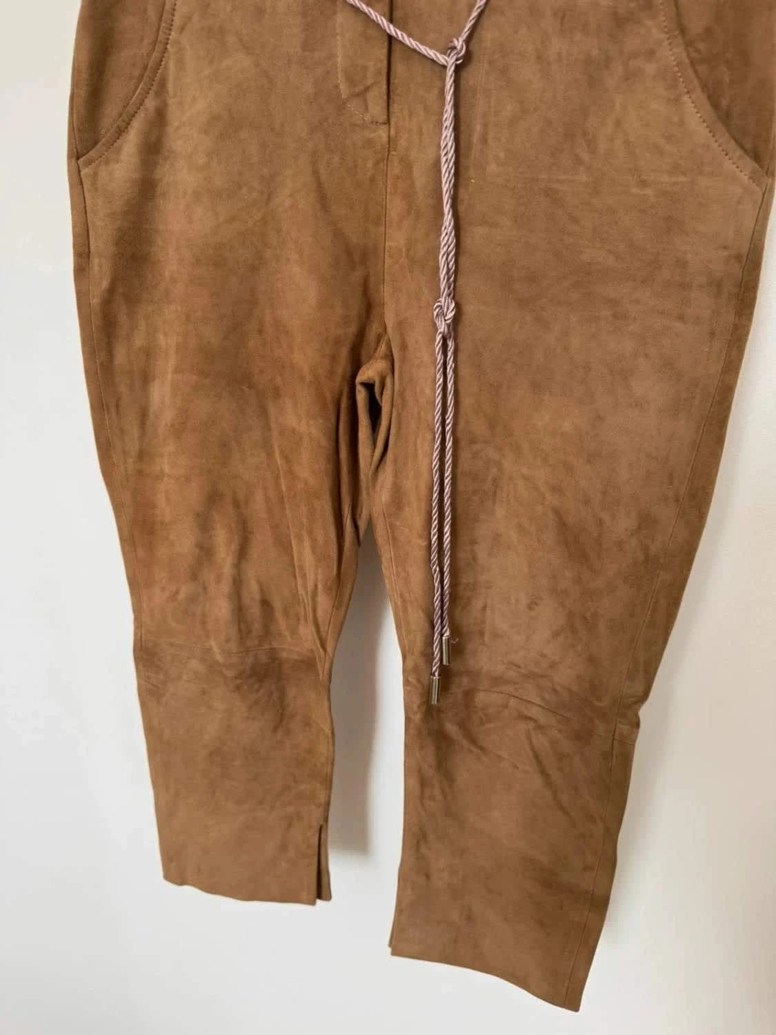 Pantalon cuir Liu Jo cropped camel taille 40 - Photo 5/11