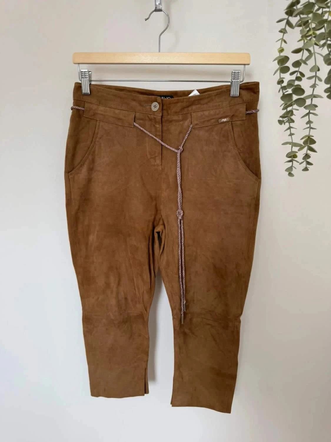 Pantalon cuir Liu Jo cropped camel taille 40 - Photo 7/11