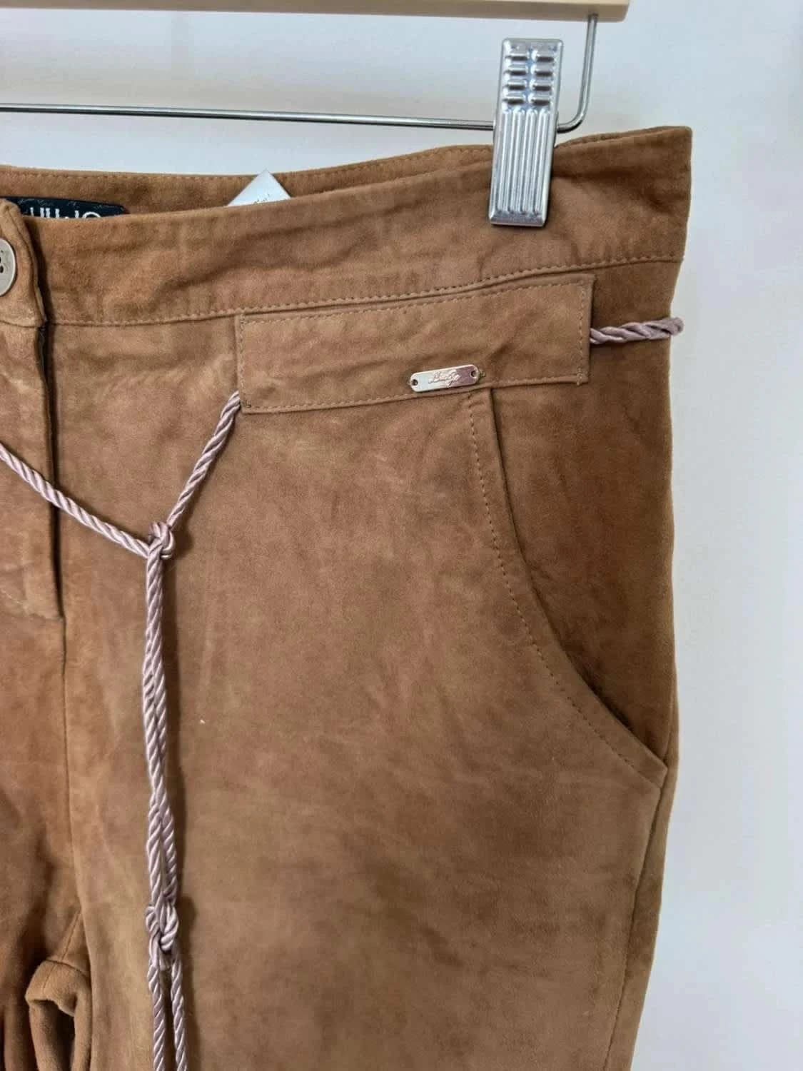 Pantalon cuir Liu Jo cropped camel taille 40 - Photo 8/11