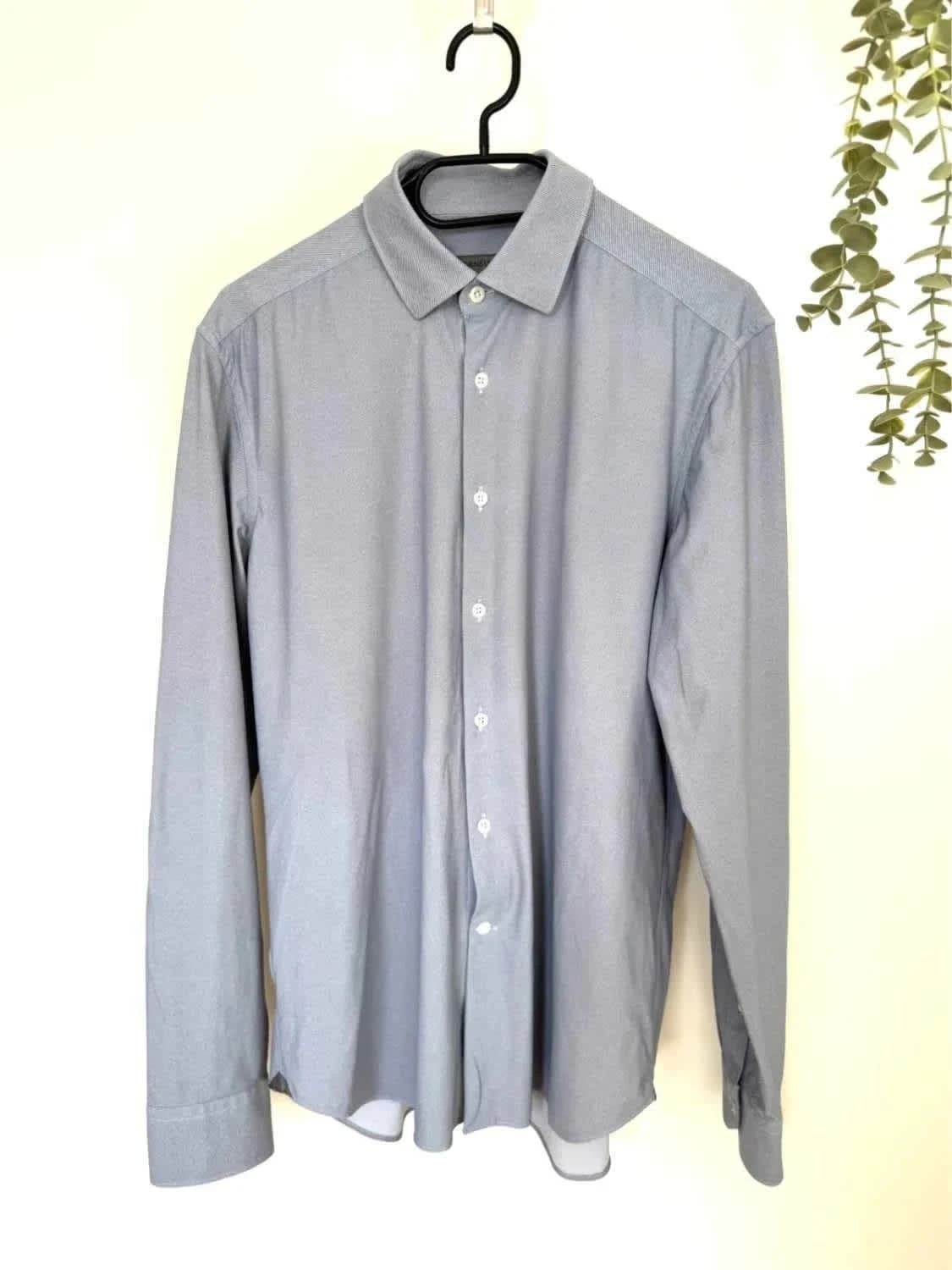 Chemise slim fit stretch Corneliani rayée bleu gris taille 41 - Photo 2/9