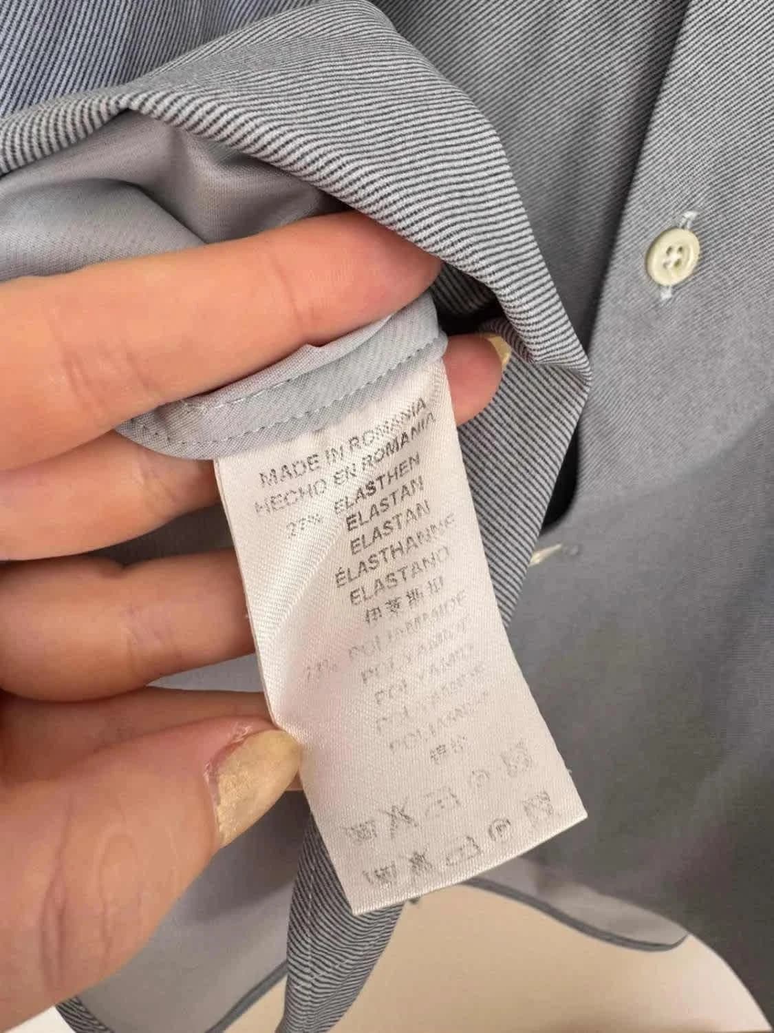 Chemise slim fit stretch Corneliani rayée bleu gris taille 41 - Photo 8/9