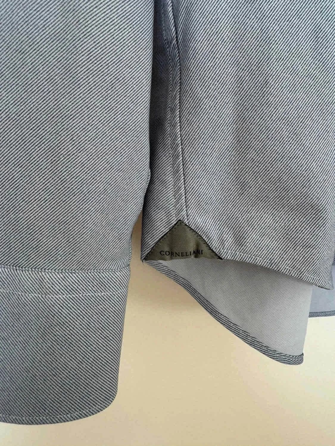 Chemise slim fit stretch Corneliani rayée bleu gris taille 41 - Photo 7/9