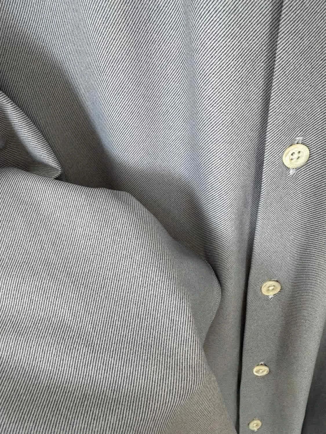 Chemise slim fit stretch Corneliani rayée bleu gris taille 41 - Photo 9/9