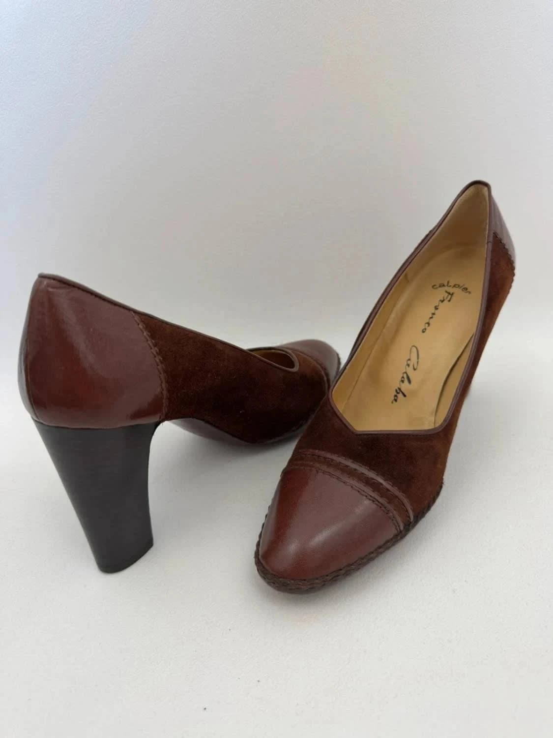 Escarpins cuir daim Calpier marron chocolat taille 36,5 - Photo 5/8
