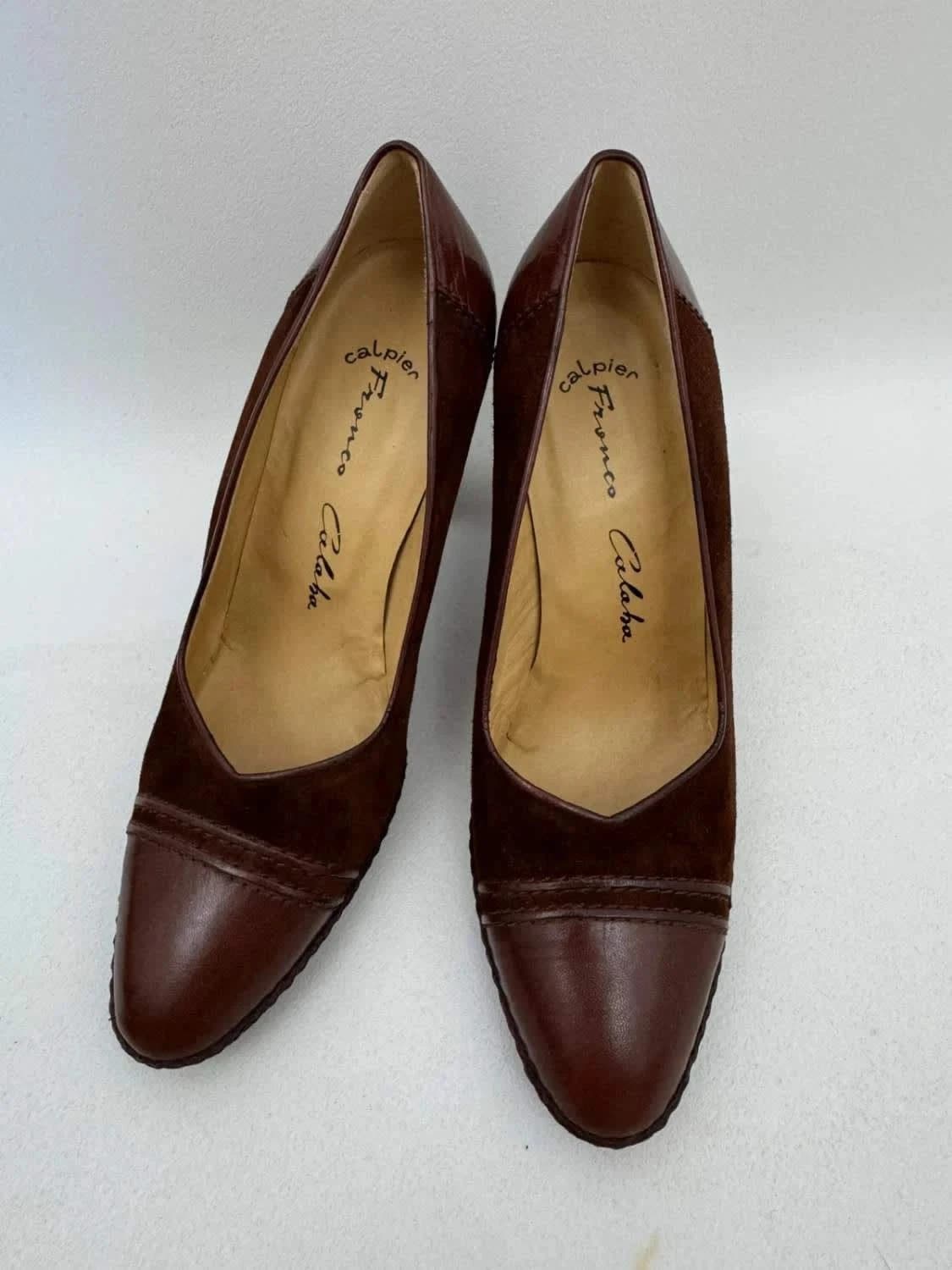Escarpins cuir daim Calpier marron chocolat taille 36,5 - Photo 3/8