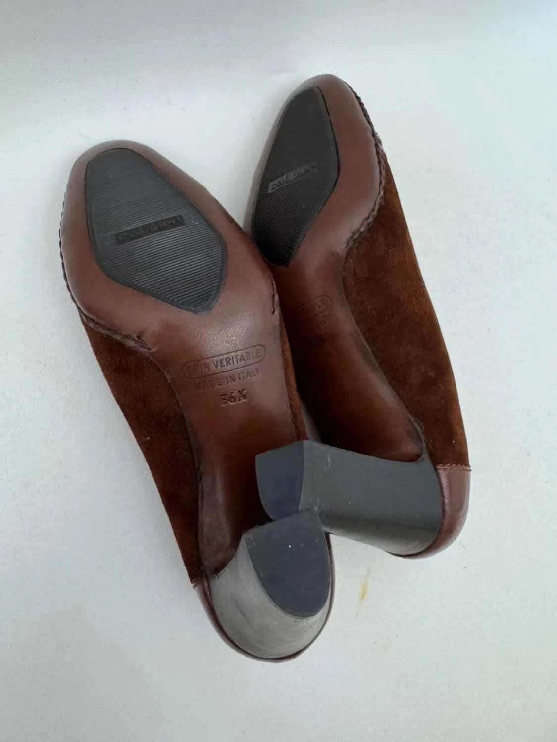 Escarpins cuir daim Calpier marron chocolat taille 36,5 - Photo 7/8
