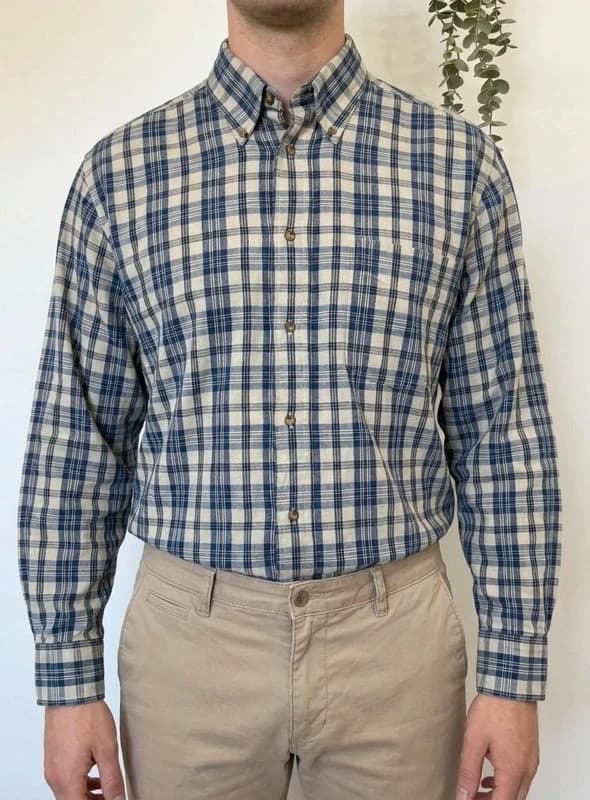 Chemise Cacharel carreaux bleu beige taille 3/L coupe droite - FP260349 - Photo 1/8