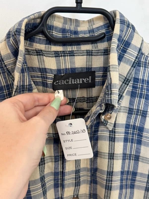 Chemise Cacharel carreaux bleu beige taille 3/L coupe droite - FP260349 - Photo 6/8