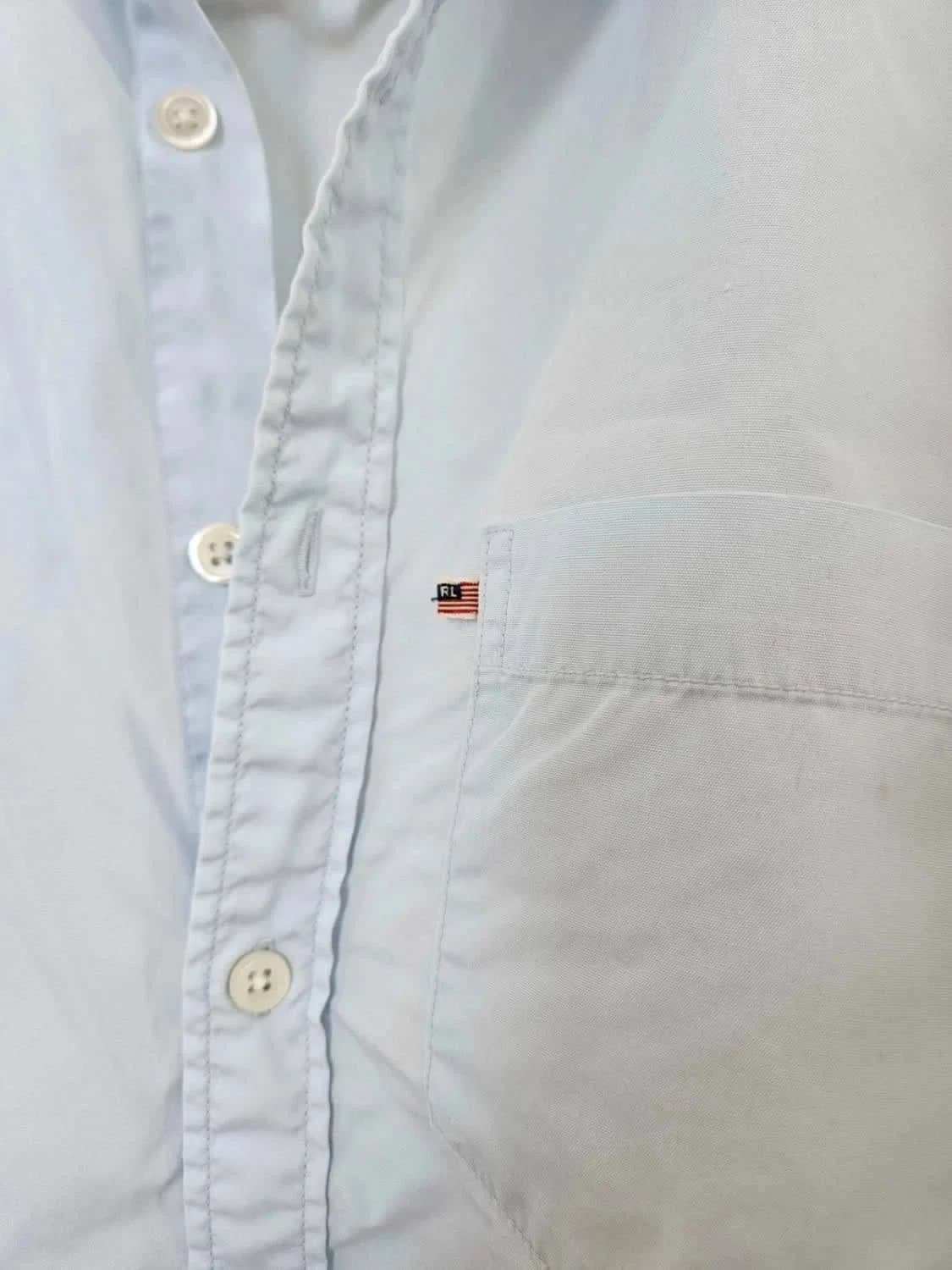 Chemise Ralph Lauren Flag drapeau USA 100% coton bleu clair taille S - Photo 4/10