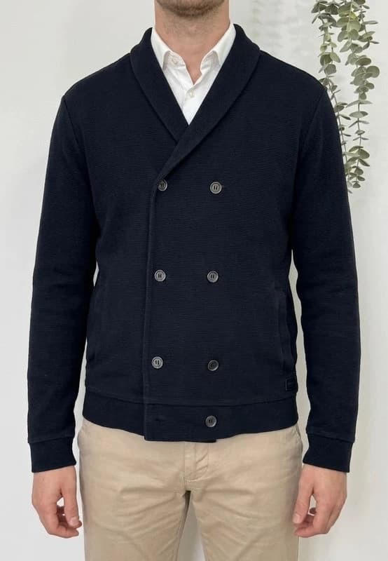 Gilet veste croisée Hugo Boss slim fit bleu marine taille S cardigan blazer - Photo 1/10