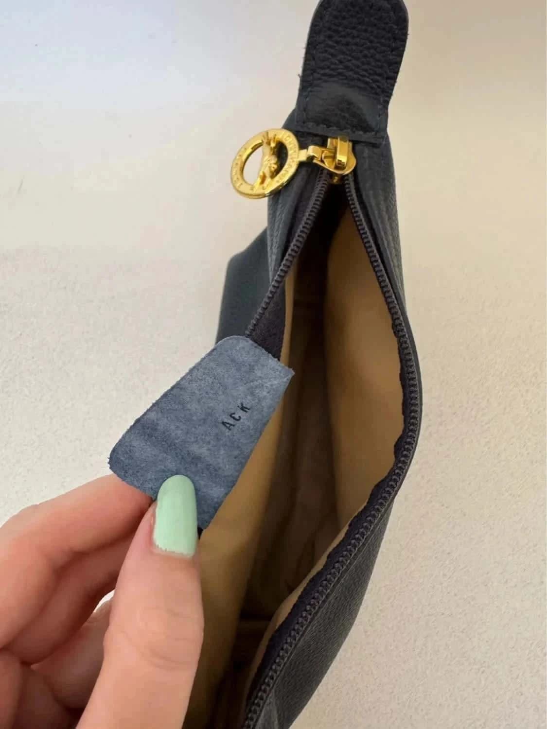 Pochette/Porte-monnaie Longchamp vintage cuir grainé bleu - Photo 4/6