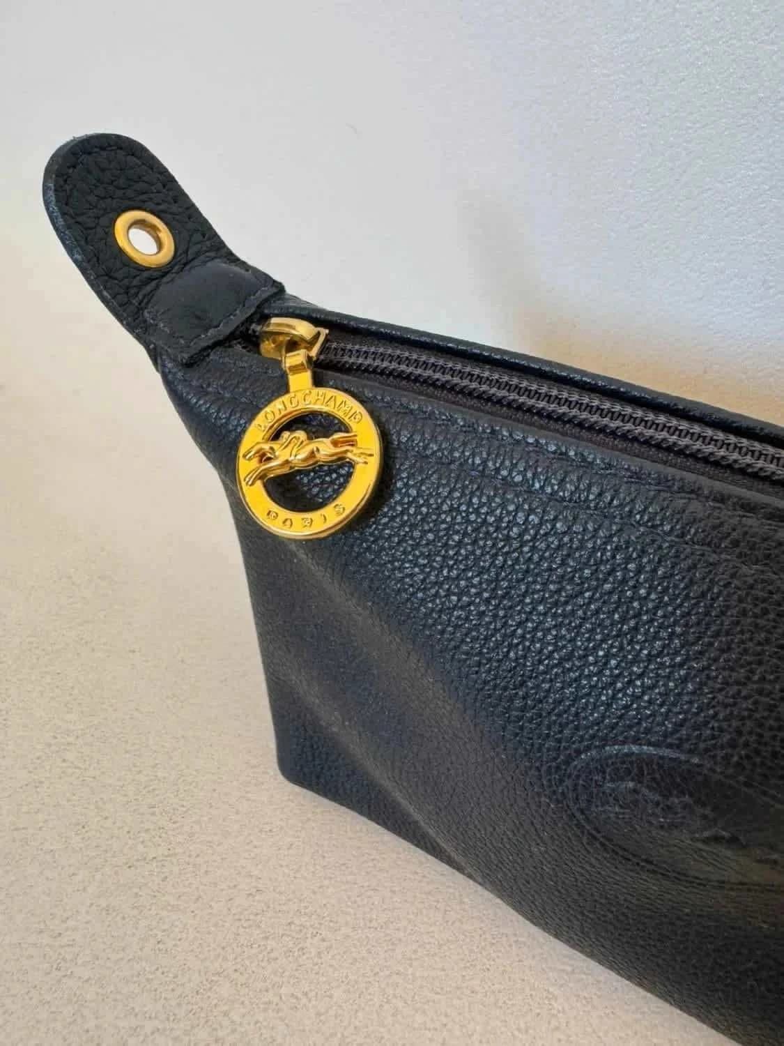 Pochette/Porte-monnaie Longchamp vintage cuir grainé bleu - Photo 5/6
