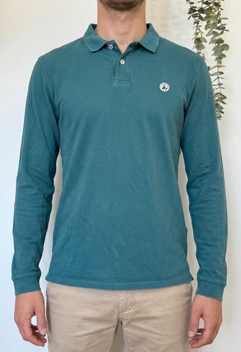 Polo piqué manches longues JOTT vert pétrole taille L - Photo 1/9