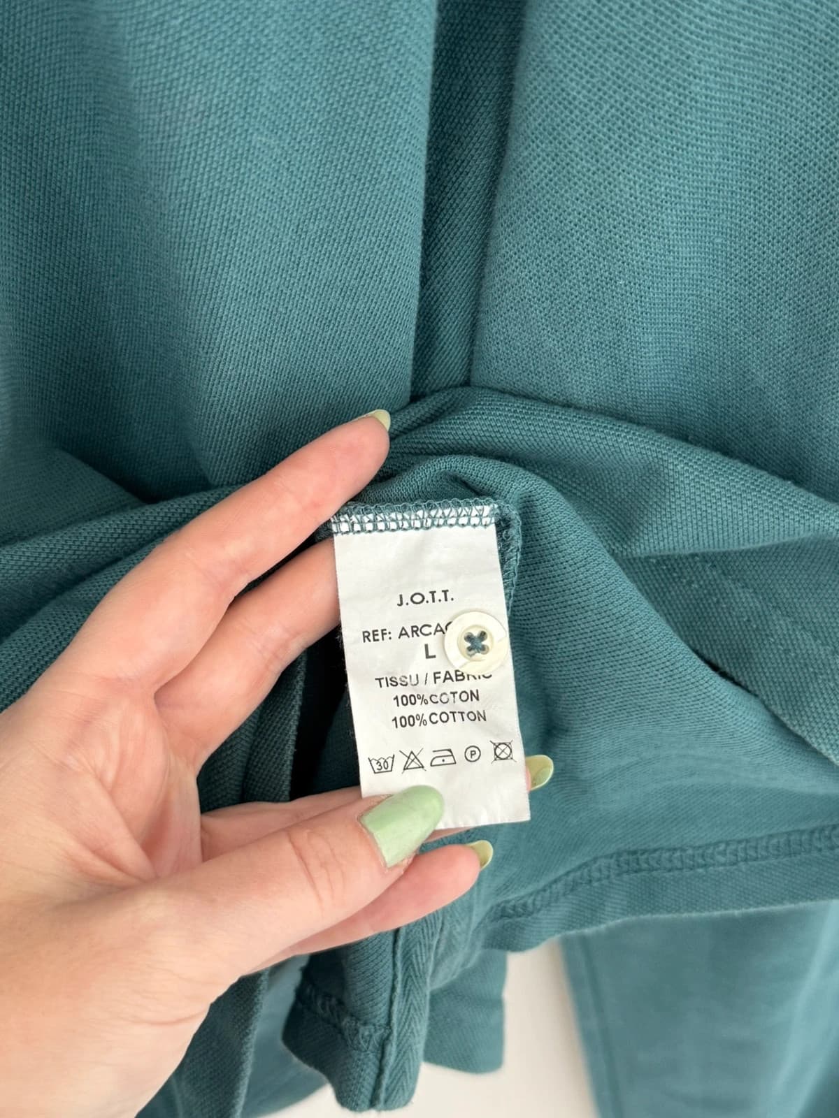 Polo piqué manches longues JOTT vert pétrole taille L - Photo 7/9