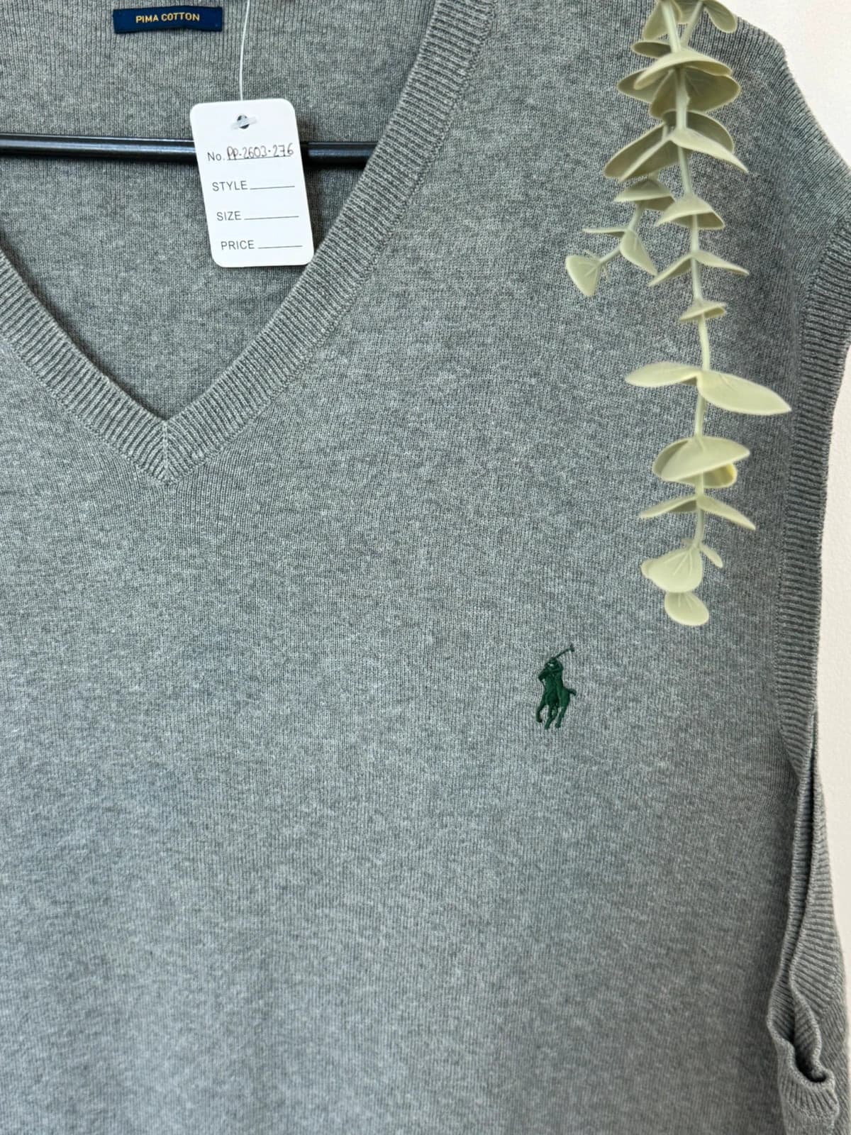 Pull sans manches Ralph Lauren gris chiné logo pony brodé vert taille XXL - PP2603216 - Photo 3/6