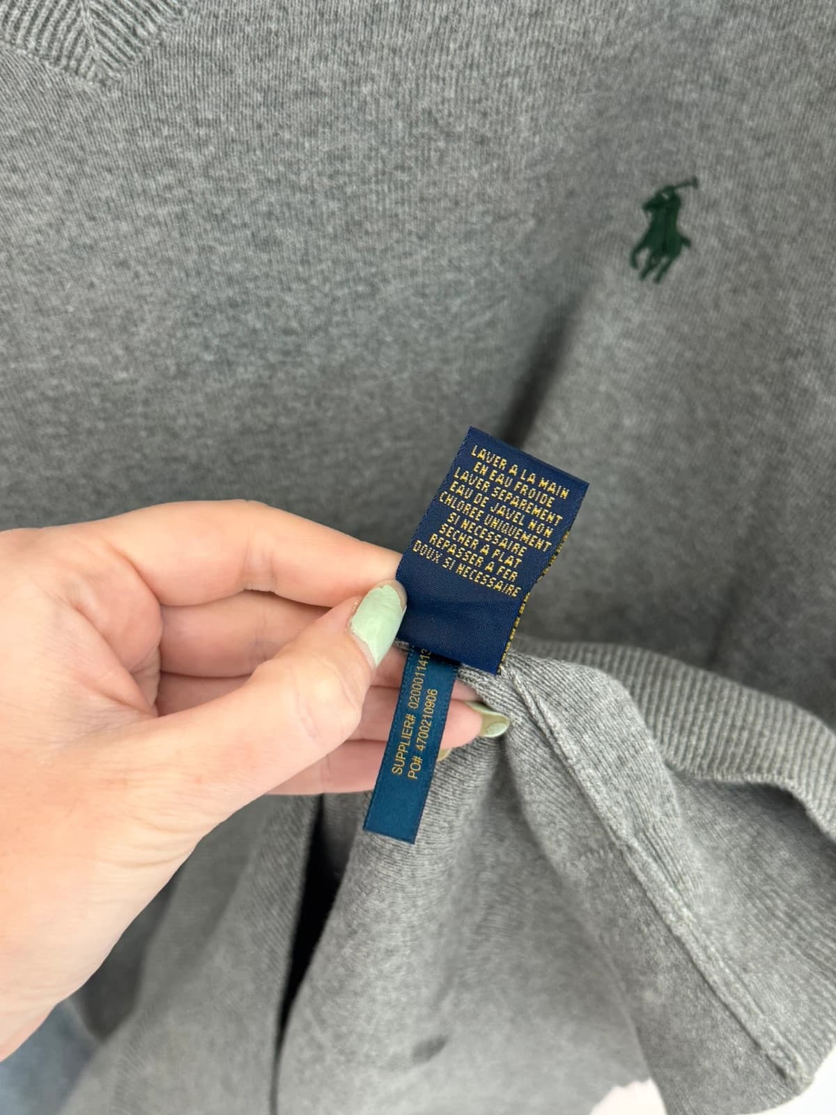 Pull sans manches Ralph Lauren gris chiné logo pony brodé vert taille XXL - PP2603216 - Photo 5/6