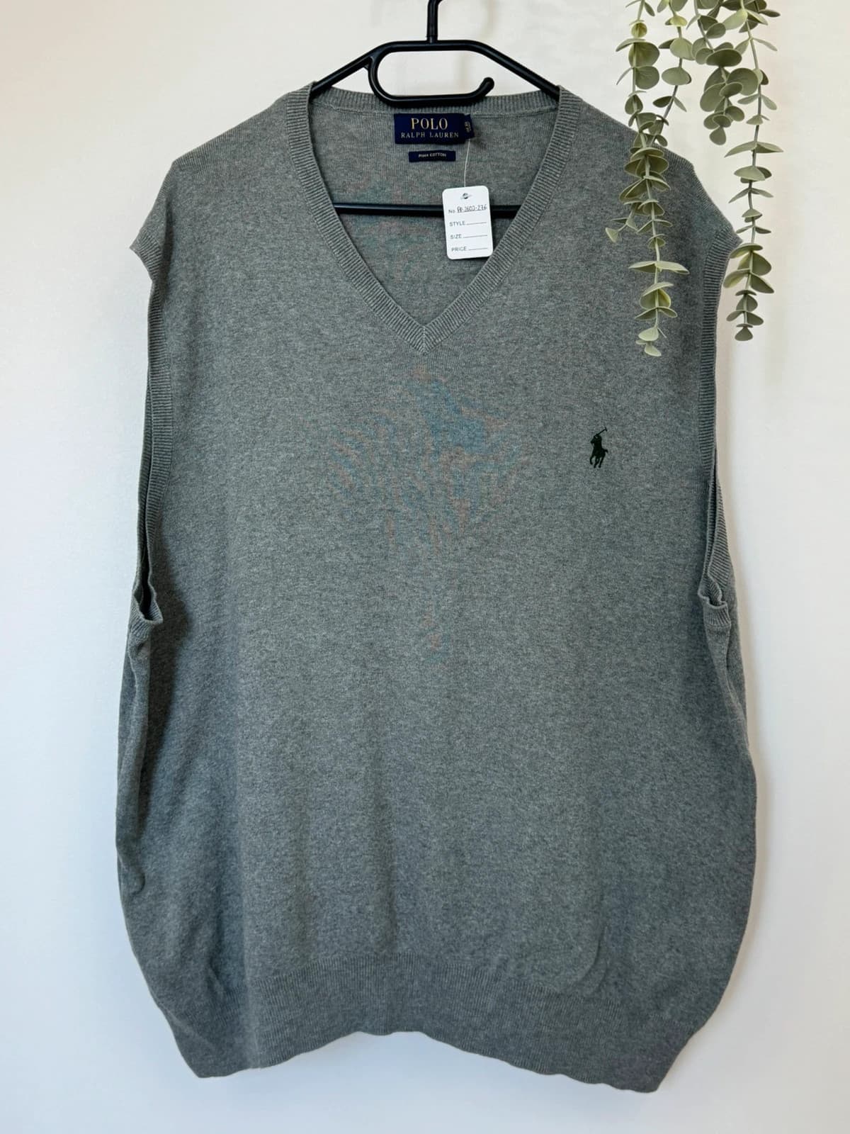 Pull sans manches Ralph Lauren gris chiné logo pony brodé vert taille XXL - PP2603216 - Photo 2/6