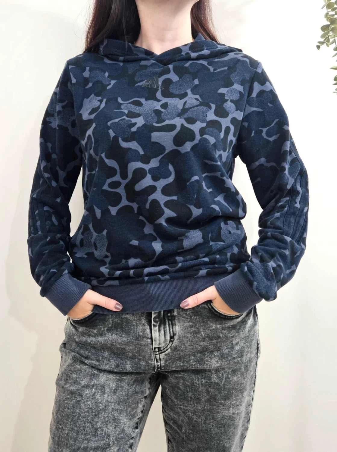 Sweat à capuche Adidas camouflage bleu coton coupe droite taille S - FP251291 - Photo 1/10
