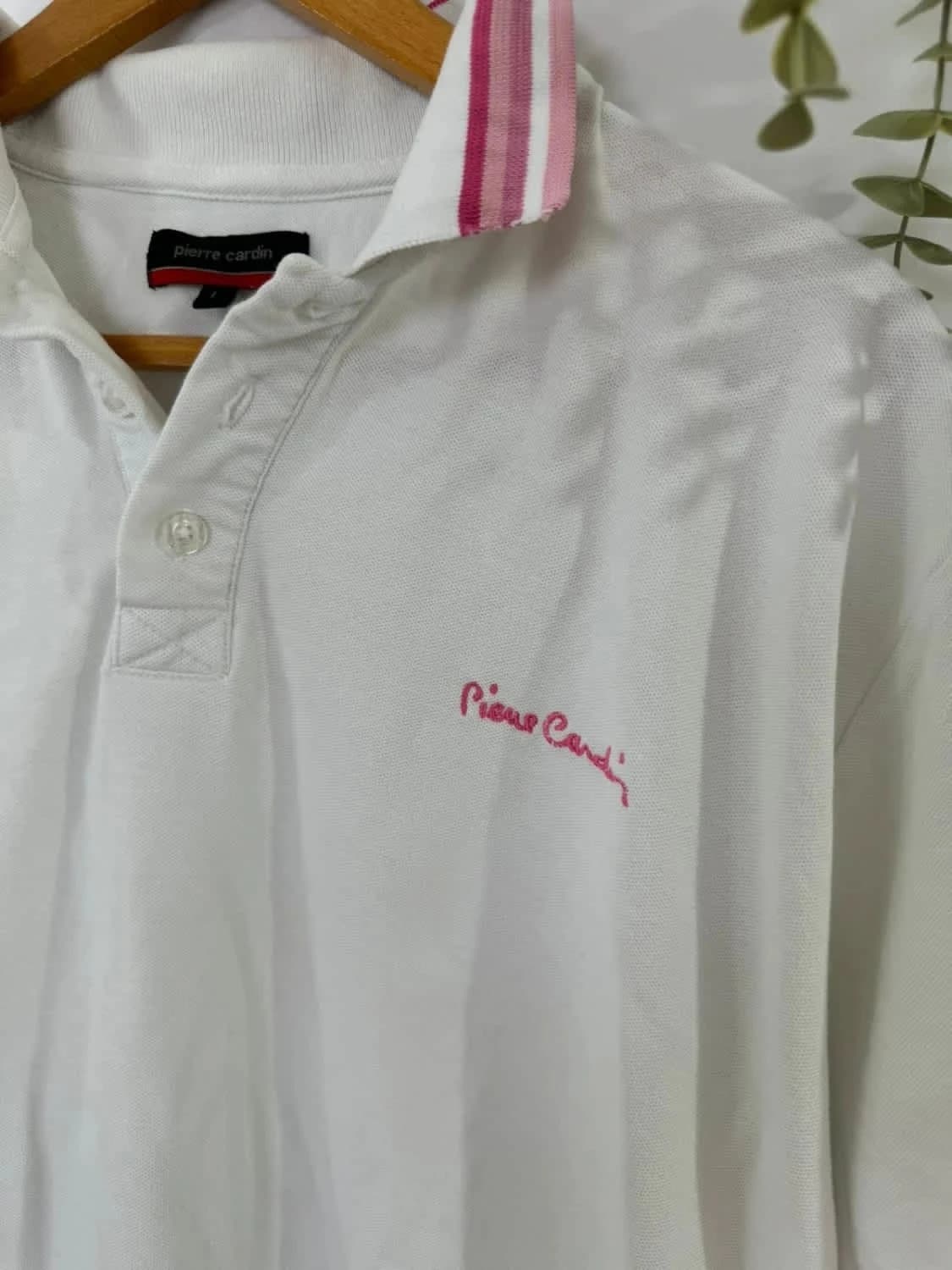 Polo blanc logo brodé rose Pierre Cardin taille L - Photo 4/7