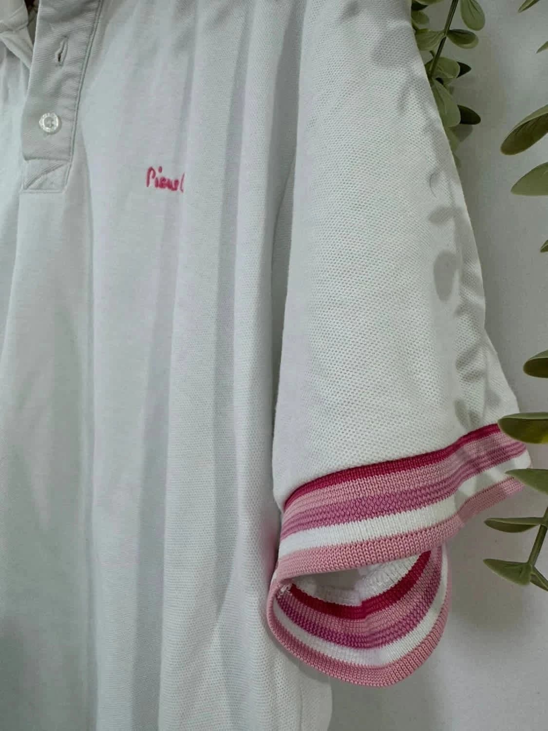 Polo blanc logo brodé rose Pierre Cardin taille L - Photo 5/7