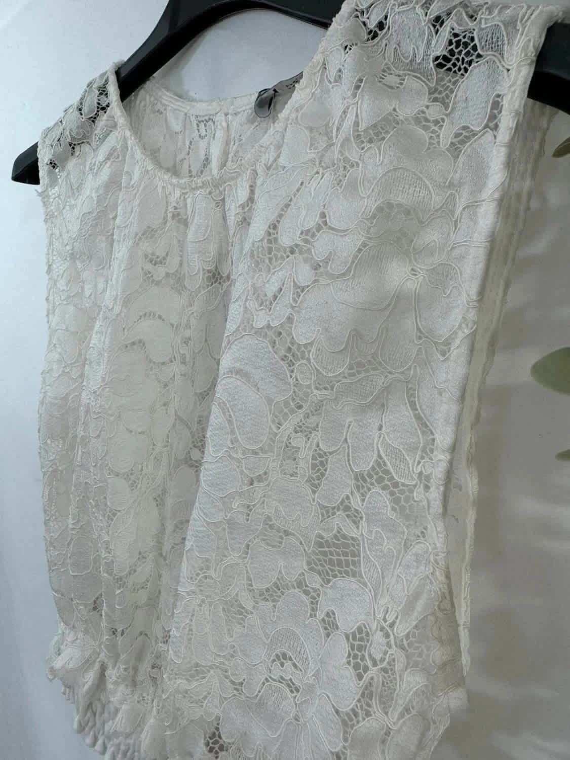 Top court blanc dentelle Zara taille S - Photo 3/5