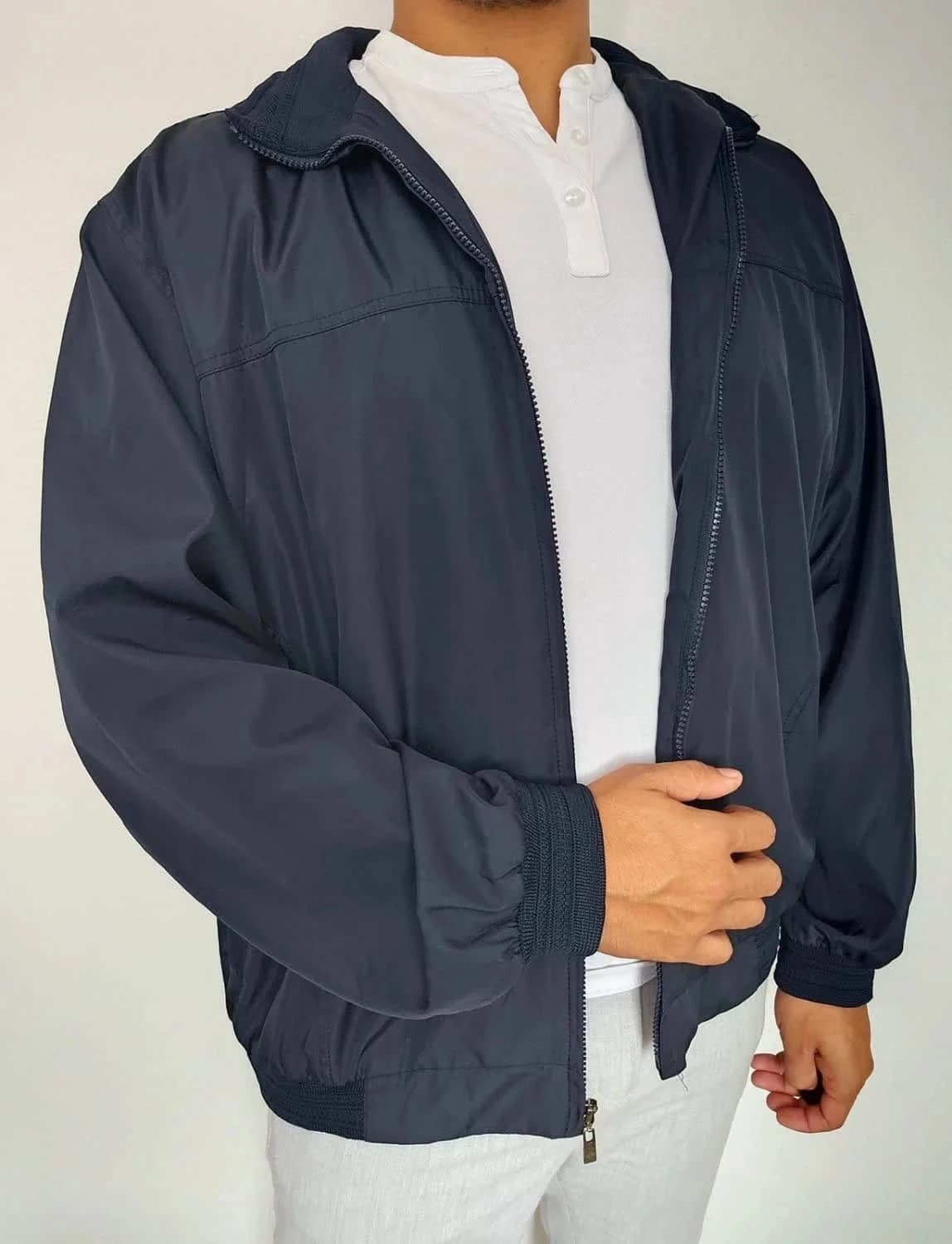Blouson zippé veste de mi-saison bleu marine taille L - Photo 2/7