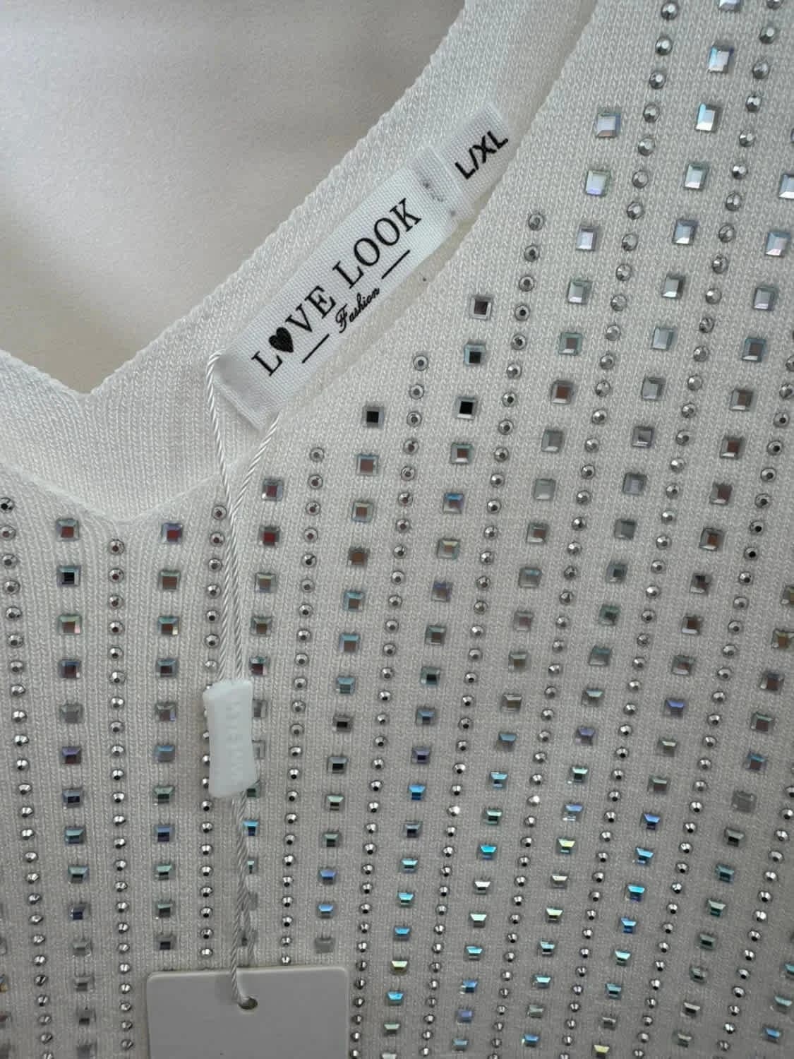 Débardeur blanc strass Love Look taille L - Photo 5/7