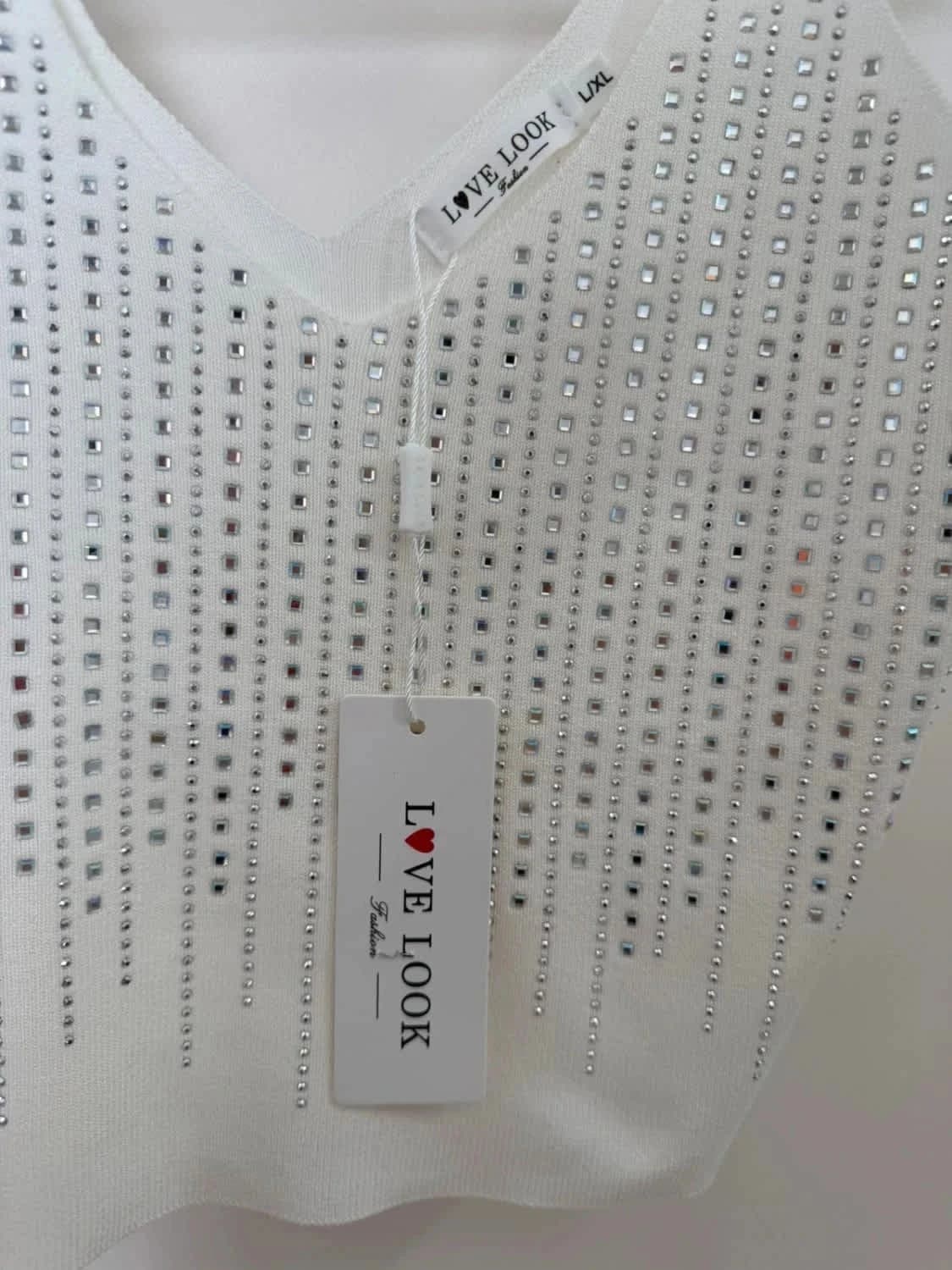 Débardeur blanc strass Love Look taille L - Photo 6/7
