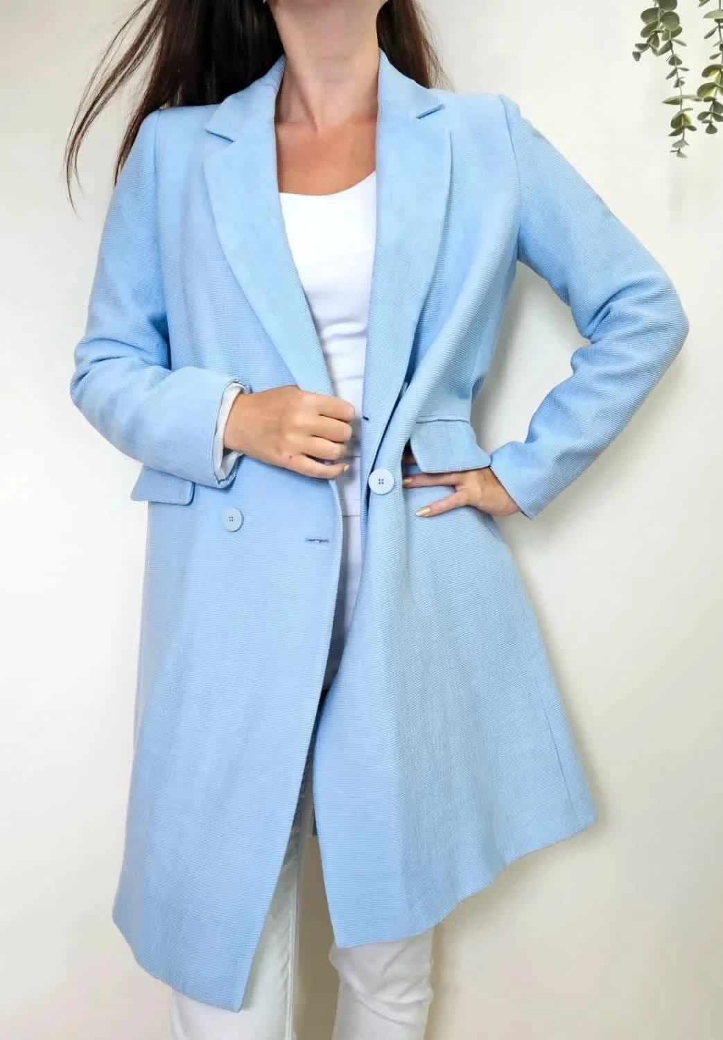 Manteau long Zara bleu clair taille M - Photo 1/10