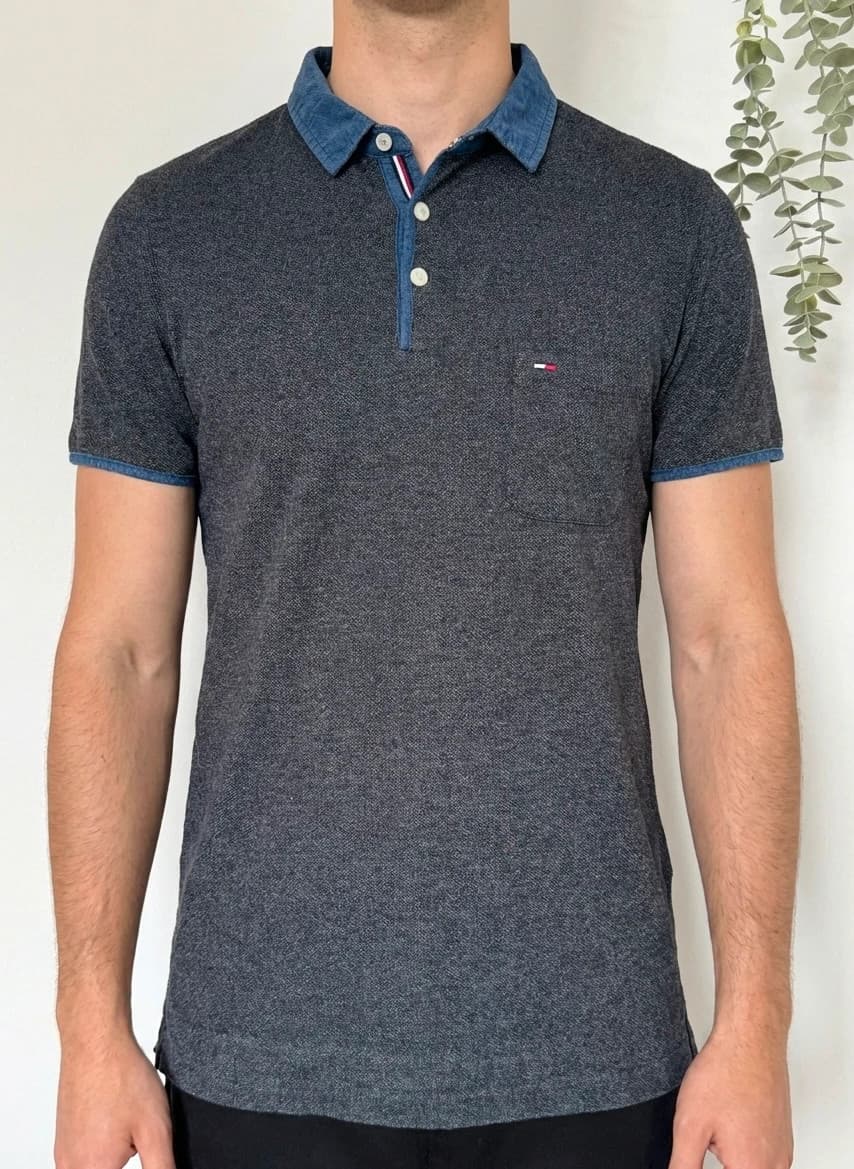 Polo poche Hilfiger Denim maille chinée bleu taille M - FP260221 - Photo 1/8