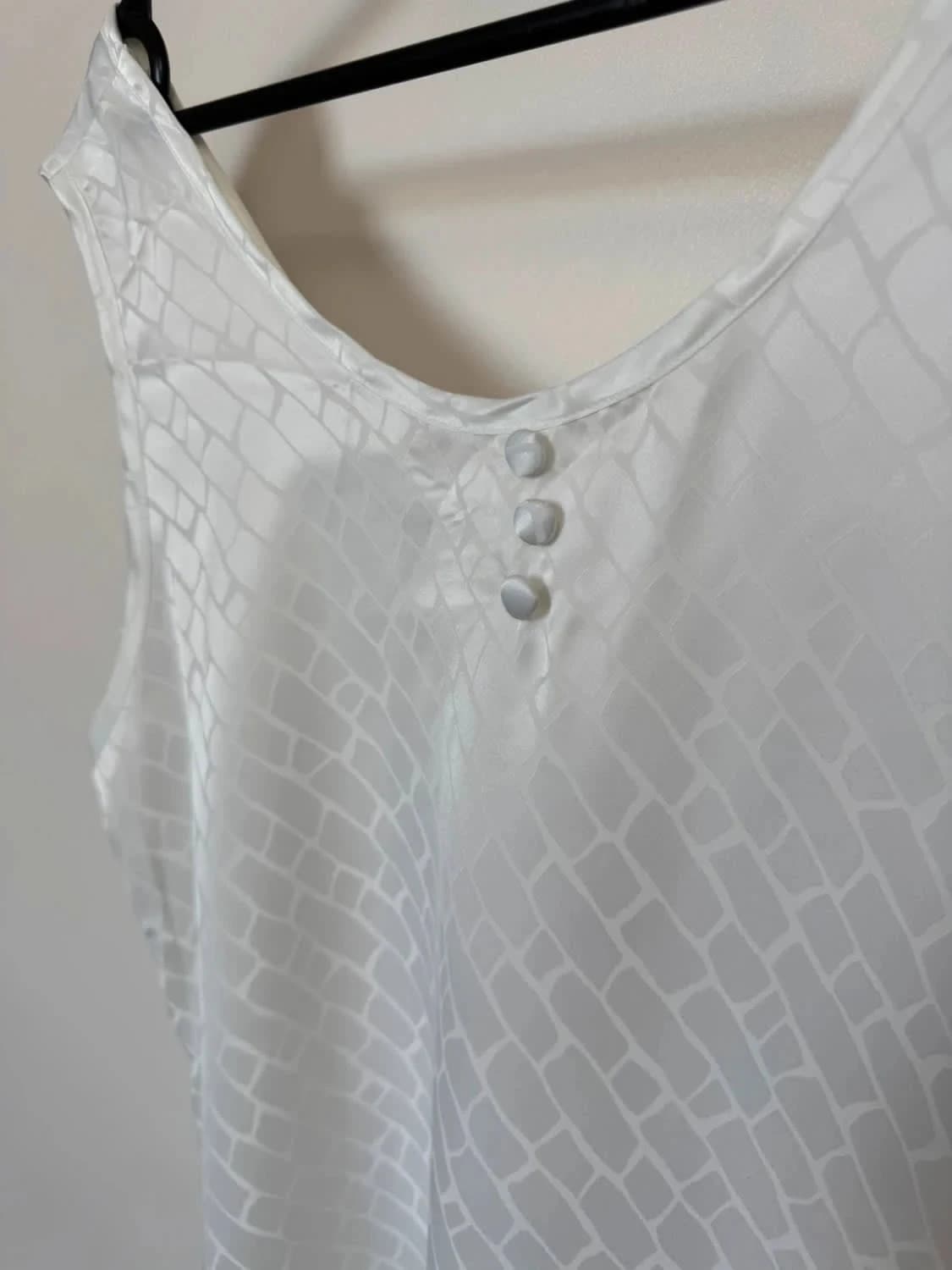 Top blanc satiné motifs géométriques Cina Bis taille 42 - Photo 3/5