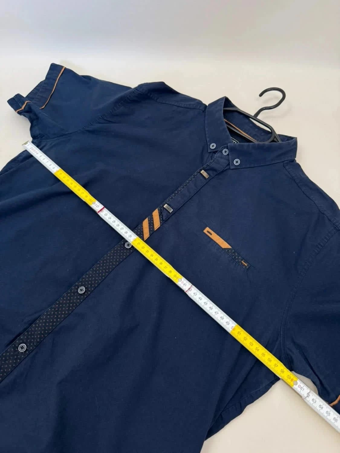 Chemise bleu marine unie manches courtes coupe ajustée taille XXL - Photo 7/7