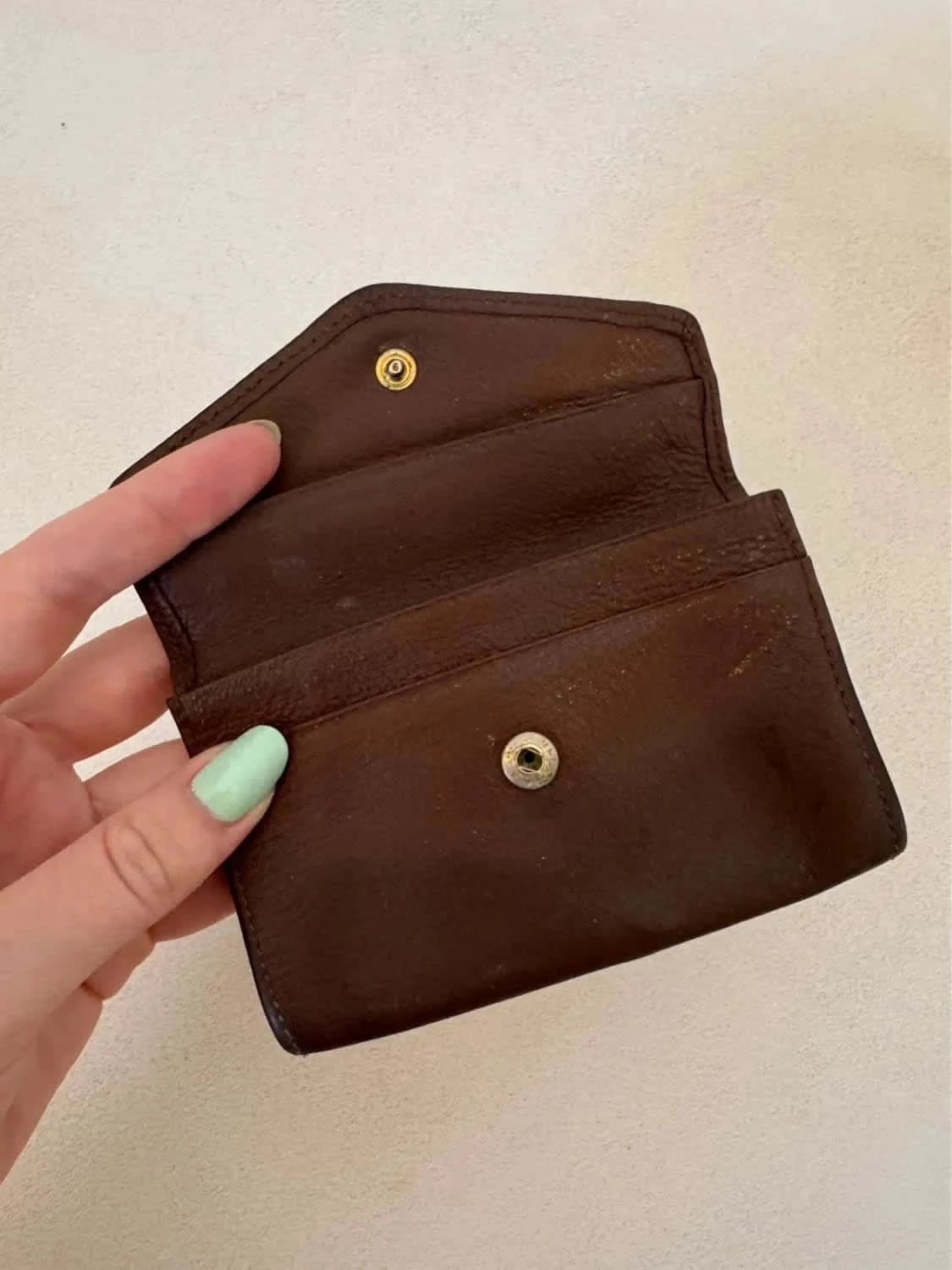 Portefeuille Longchamp vintage cuir marron logo embossé - Photo 5/6