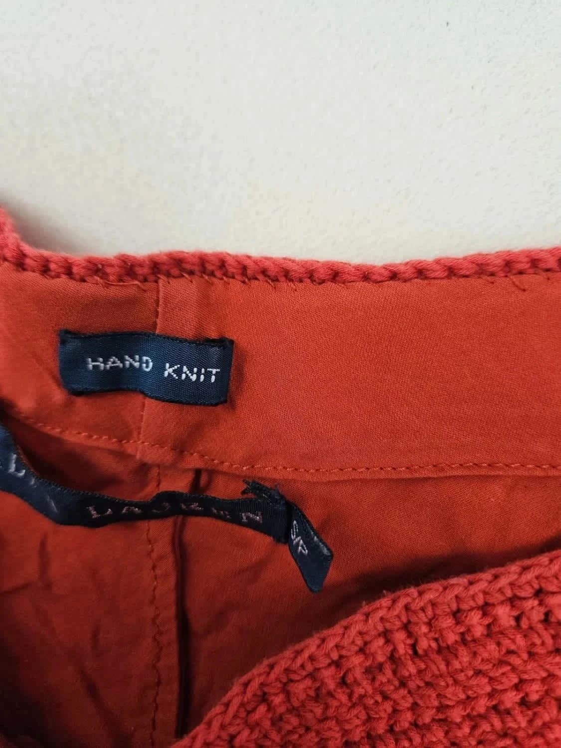 Short crochet rouge Ralph Lauren Hand Knit doublure soie taille S - Photo 5/11