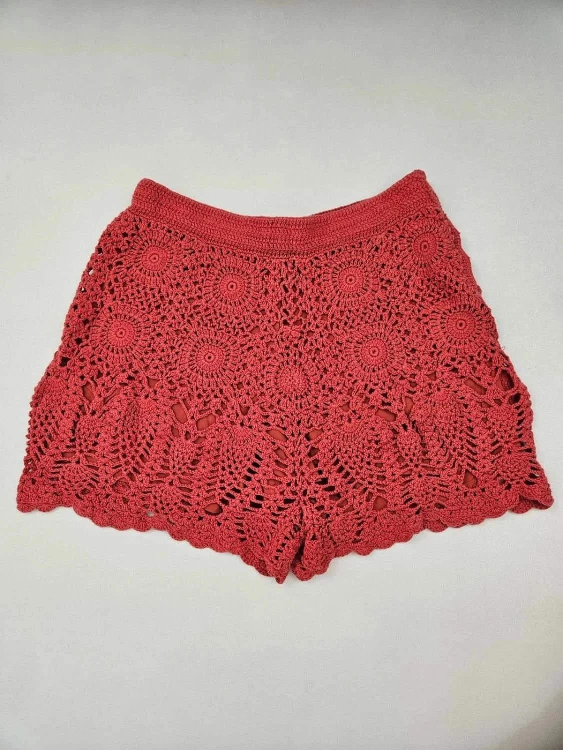 Short crochet rouge Ralph Lauren Hand Knit doublure soie taille S - Photo 2/11