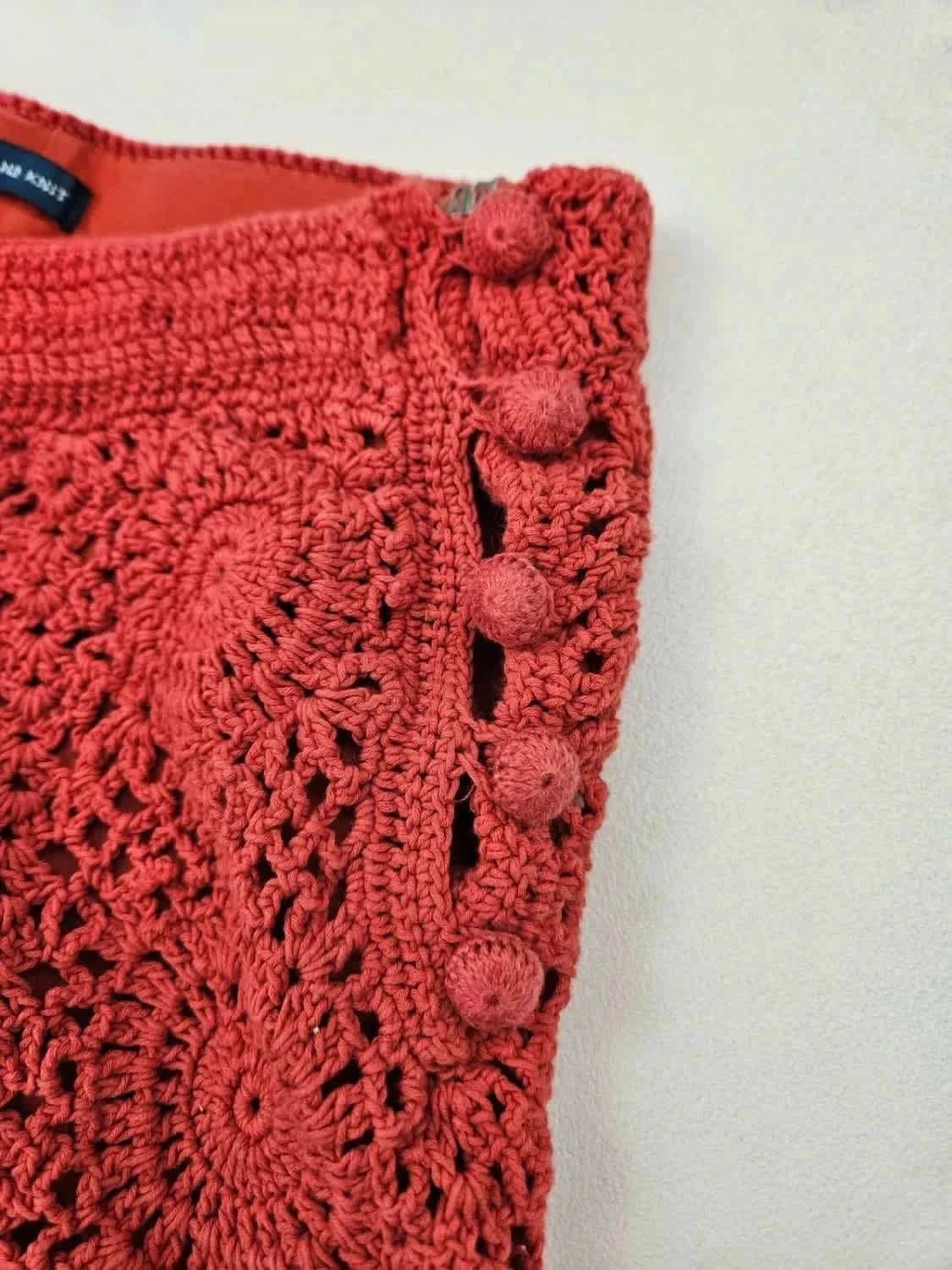 Short crochet rouge Ralph Lauren Hand Knit doublure soie taille S - Photo 8/11