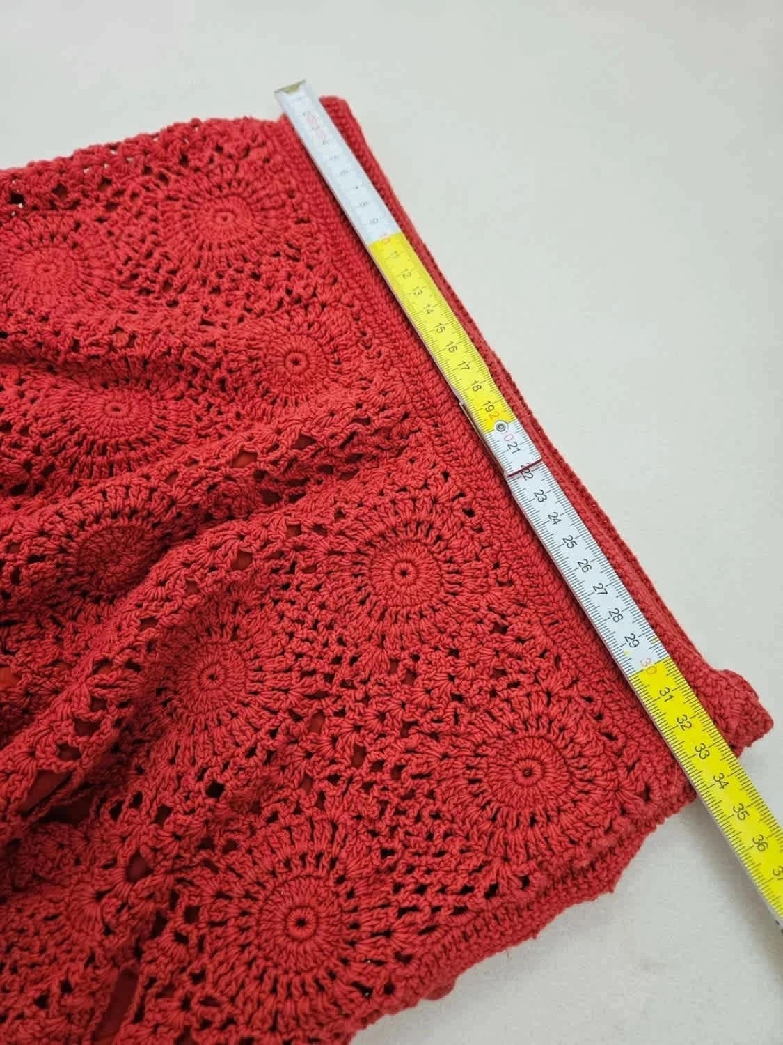 Short crochet rouge Ralph Lauren Hand Knit doublure soie taille S - Photo 10/11