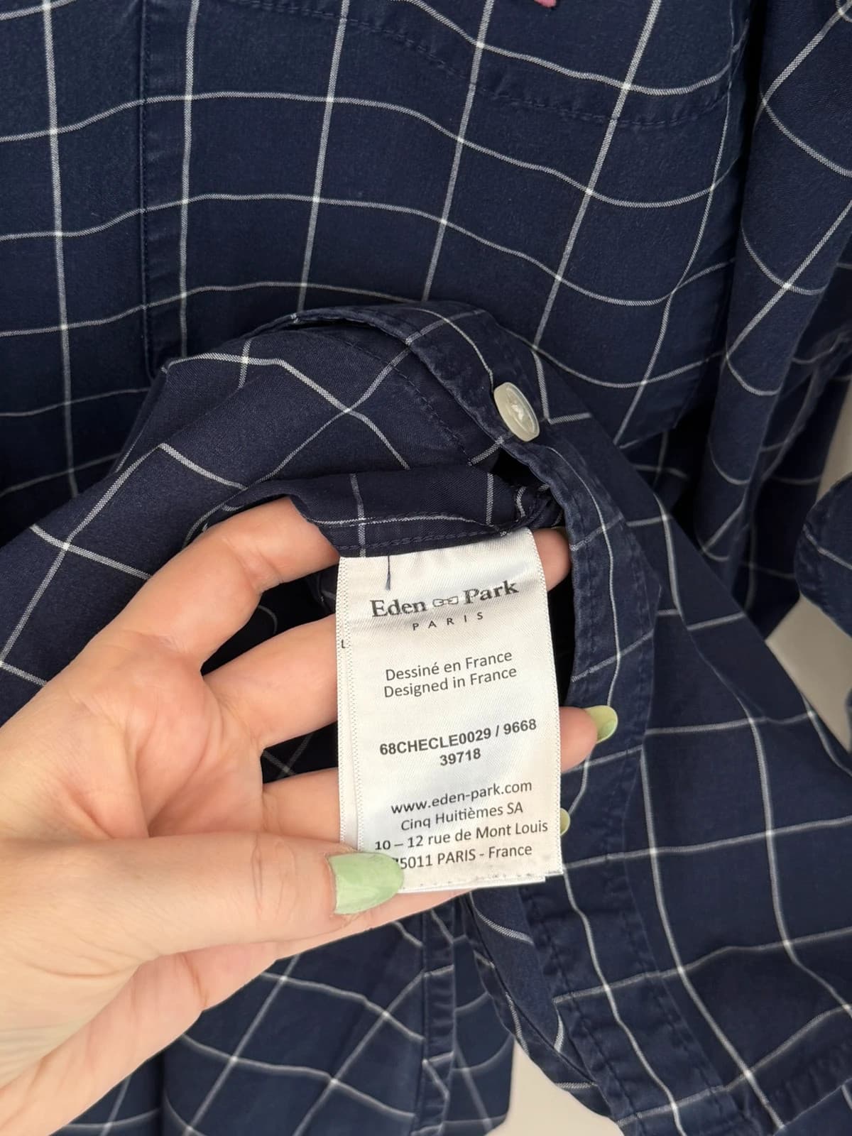 Chemise Eden Park Paris bleu marine carreaux taille 2XL regular fit - FP260368 - Photo 7/10