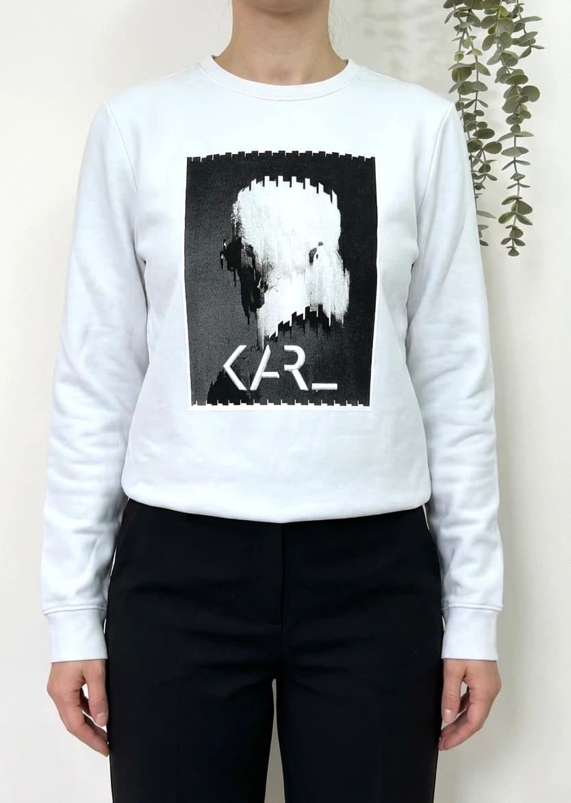Sweat Crewneck Karl Lagerfeld blanc brodé taille M - Photo 1/10