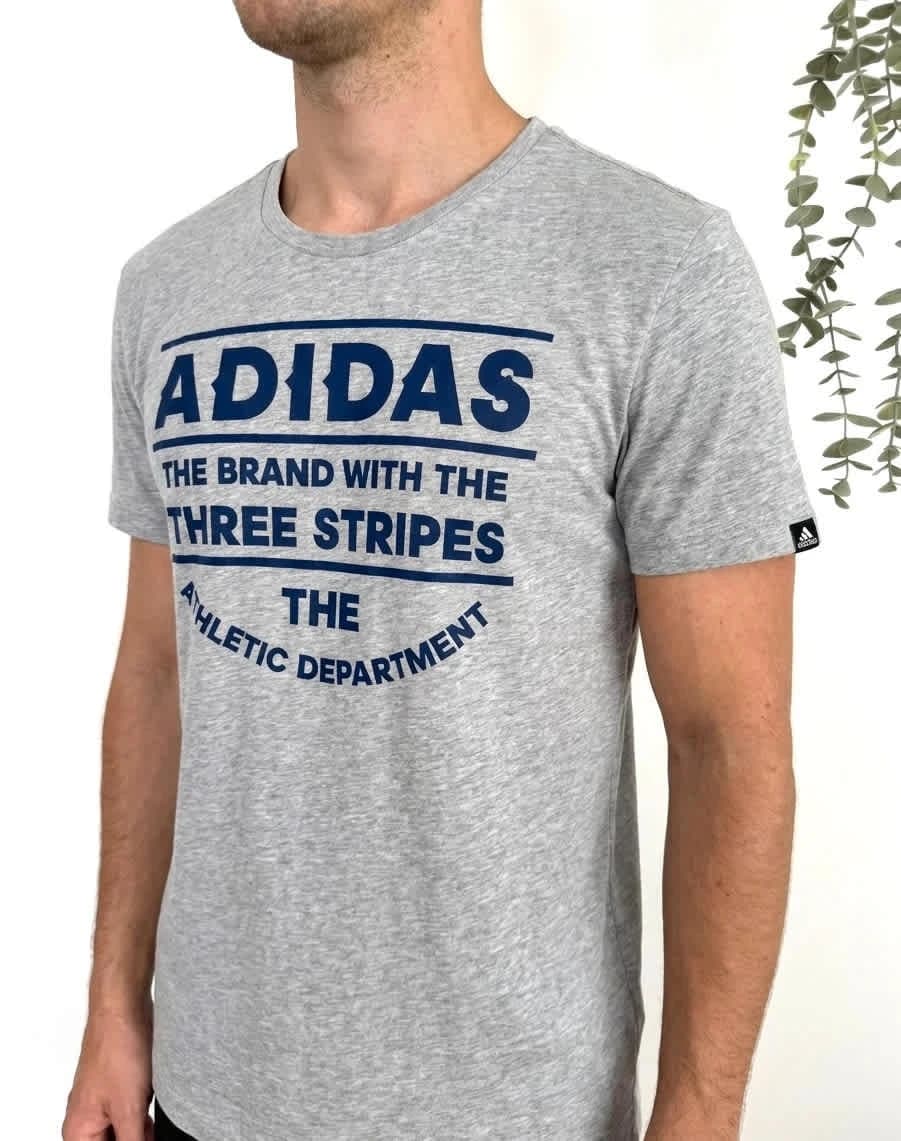 T-shirt Adidas gris chiné imprimé logo manches courtes taille S - FP2512200 - Photo 1/6