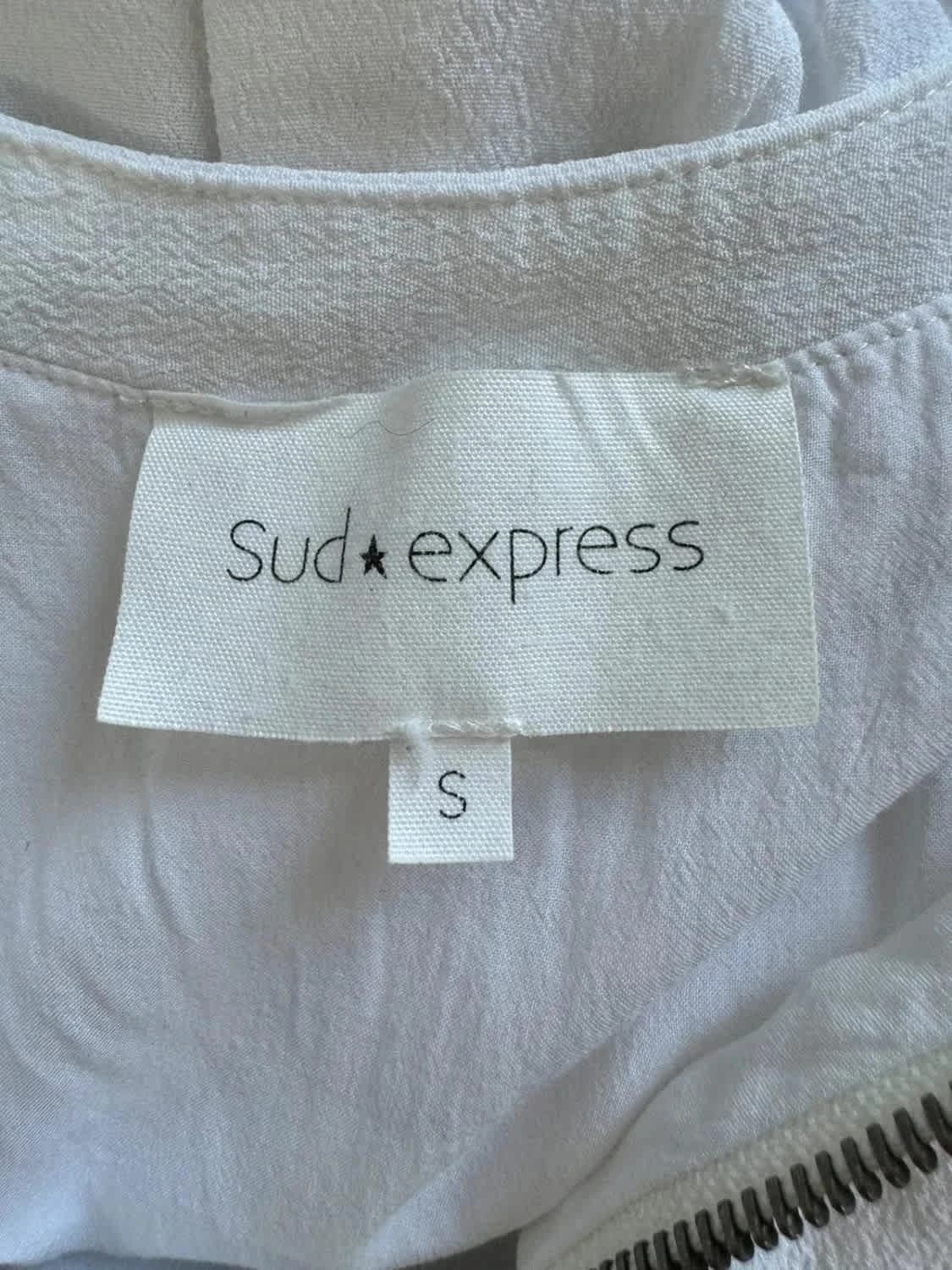 Robe Sud Express blanche et dégradé de bleu taille S cintrée - Photo 5/9