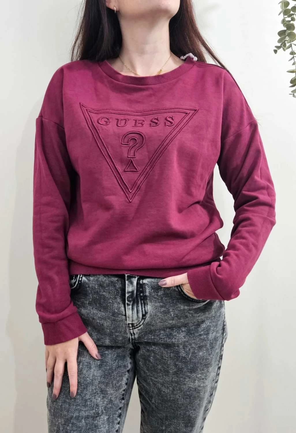 Sweat molletonné Crewneck Guess bordeaux logo brodé taille S - FP251282 - Photo 1/6