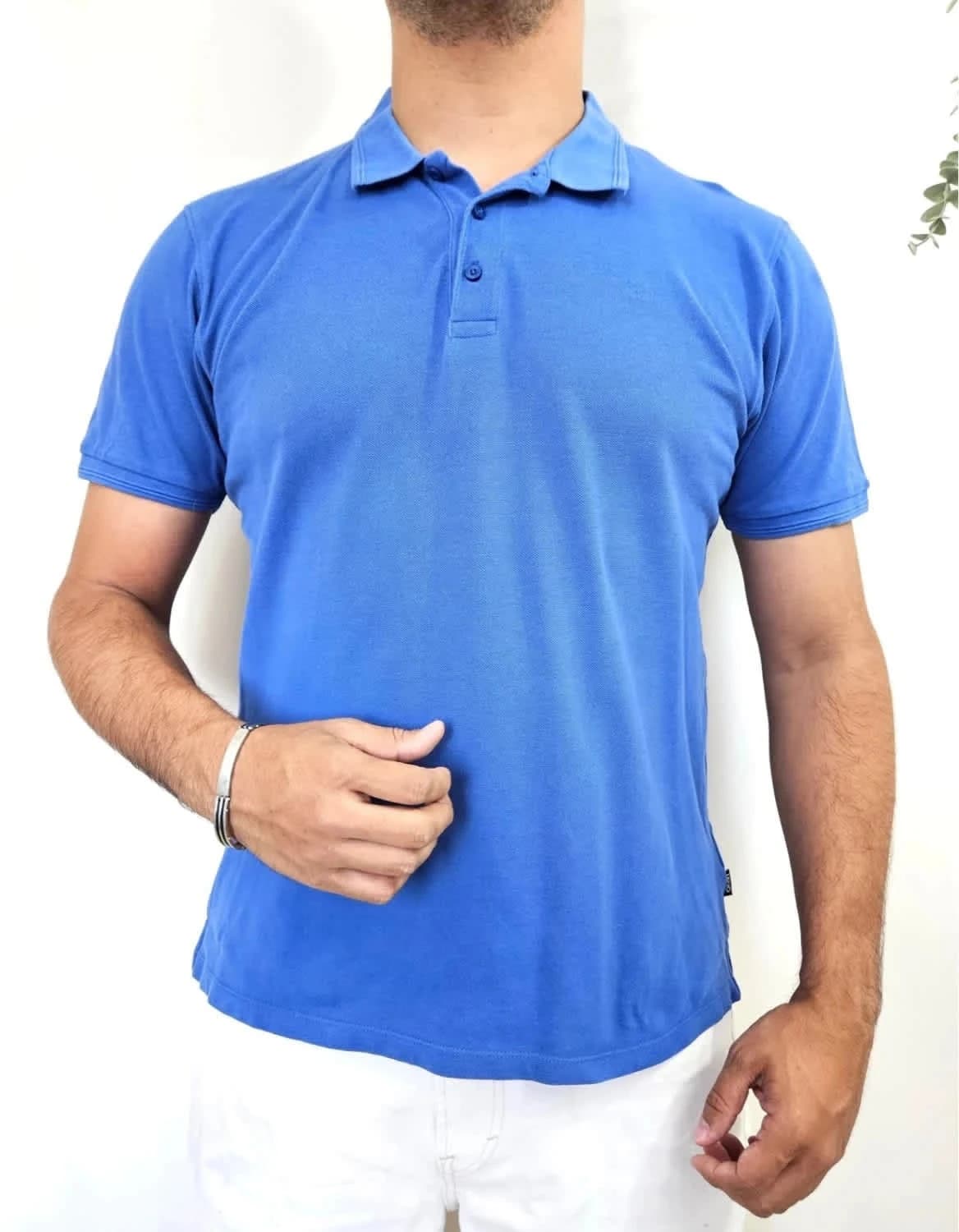 Polo Liu Jo Uomo bleu Regular Fit logo brodé taille XXL - Photo 1/9