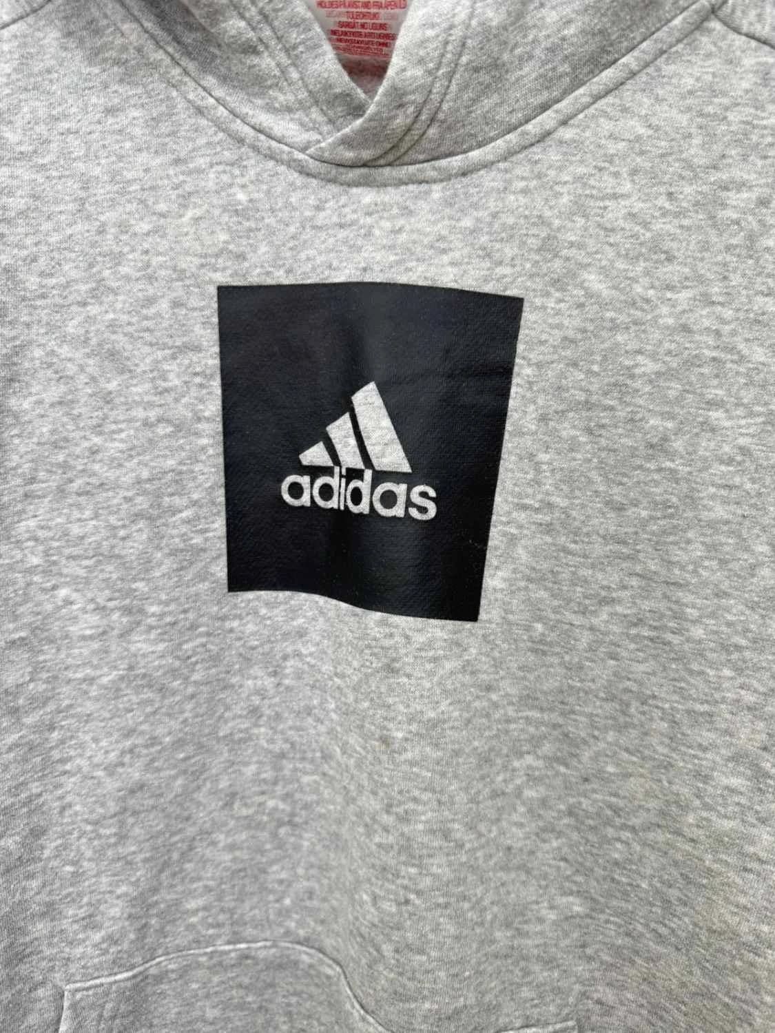 Sweat à capuche Adidas hoodie gris logo carré noir taille XL junior / M adulte - FP251298 - Photo 3/7