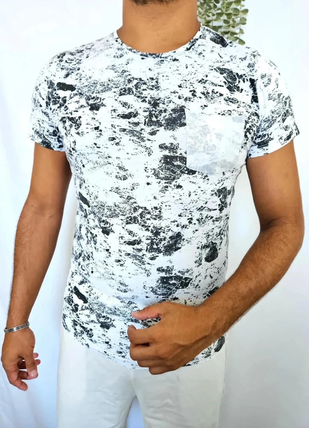 Tee-shirt ADPT motif marbré noir et blanc taille M - Photo 1/7
