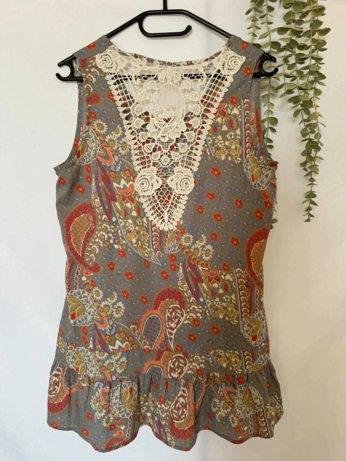 Tunique fleurie Jacqueline Riu dos macramé - Photo 5/7